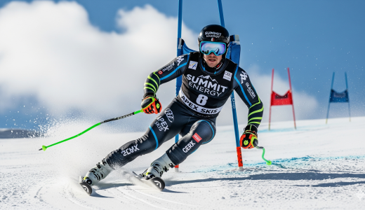 スキー板をずらさないで滑るフルカービングターンの滑り方。まず高い姿勢から練習するのが基本。